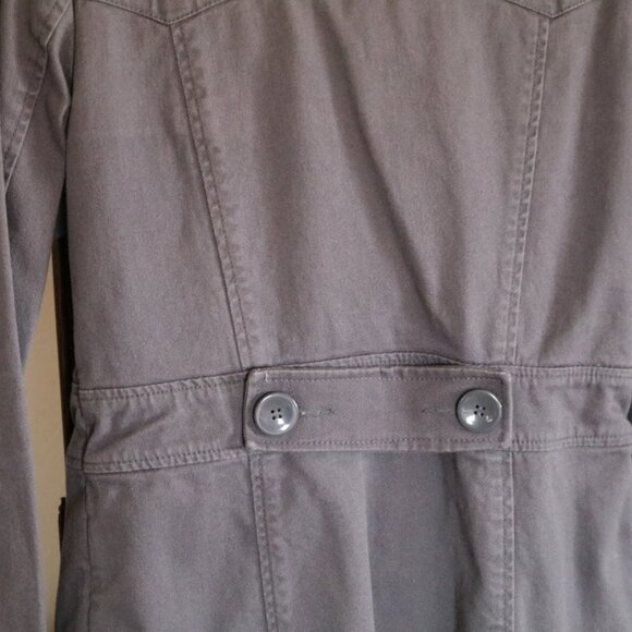 Divided by H&M Double-Breasted Twill Denim Military Jacket Coat - Gray, Size 8 - Picture 11 of 15